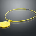 Yellow Fashion Necklace With Round Decorative Pendant And Smooth Chain Design