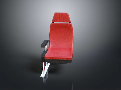 Modern Red Upholstered Chair Design With Black Armrests And Metal Frame 3d model