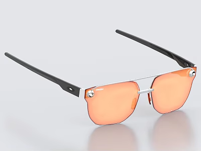 Modern Sunglasses With Orange Lenses And Black Temples 3d model