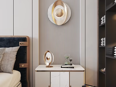Modern Gold White Circular Wall Lamp For Bedroom Vertical Striped Wall And Bedside Decor 3d model