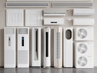 Variety Of Air Conditioners And Fans Displayed 3d model