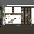 Simple bookcase desk and chair 3d model