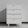 Modern White Three Drawer Cabinet Standing Against Wall On Gray Floor