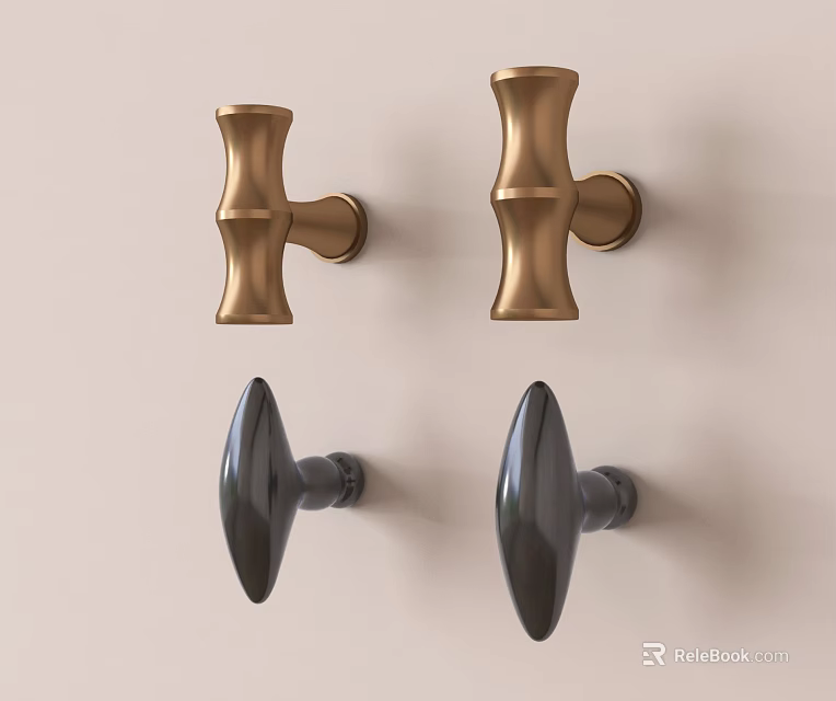 Modern Sleek Metal Cabinet Handles With Golden And Black Finish Wall Mounted 3d model 