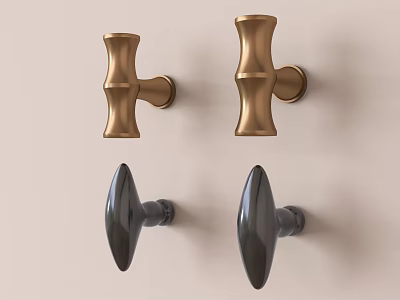 Modern Sleek Metal Cabinet Handles With Golden And Black Finish Wall Mounted 3d model