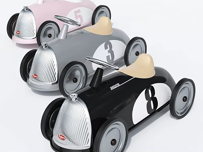 Colorful Electric Toy Cars With Numbered Design Beige Seats And Black Wheels 3d model