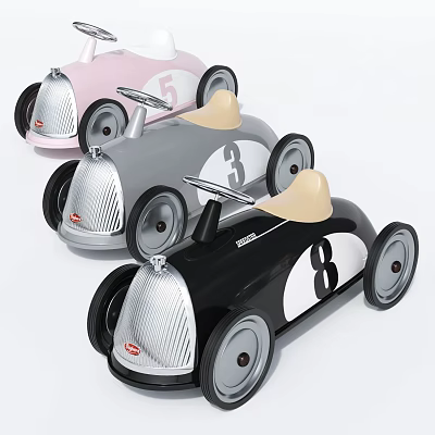 Colorful Electric Toy Cars With Numbered Design Beige Seats And Black Wheels 3d model