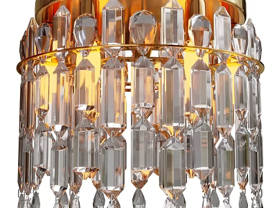 Luxurious Sparkling Crystal Chandelier With Exquisite Pendants And Golden Frame Lighting Design 3d model