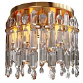Luxurious Sparkling Crystal Chandelier With Exquisite Pendants And Golden Frame Lighting Design
