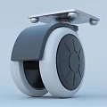 Caster Wheel With Silver Metal Mounting Plate Gray White Tread And Star Spoke Design