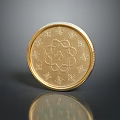 Golden Circular Household Living Product With Intricate Engraved Floral Patterns And Shiny Surface