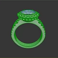 Luxury Silver Ring With Oval Blue Gemstone And Sparkling Diamonds Intricate Band