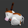 Cute White Animal Toys With Brown Antlers Cow And Chicken Figures