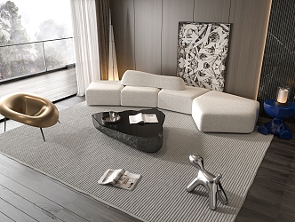 Minotti Sofa Coffee Table Combination Multi-person Corner Sofa Coffee Table Leisure Chair Side Table Corner Table 3d model