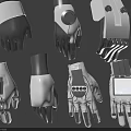 Futuristic Tech Inspired Gloves With Various Mechanical Designs And Functional Features 3d model