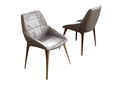 Modern Leather Upholstered Dining Chairs with Wooden Legs and Contemporary Design 3d model