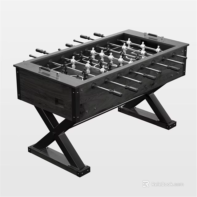 Black Wooden Foosball Table Sports Equipment With Sturdy Stand And Handles 3d model 
