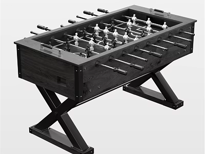 Black Wooden Foosball Table Sports Equipment With Sturdy Stand And Handles 3d model