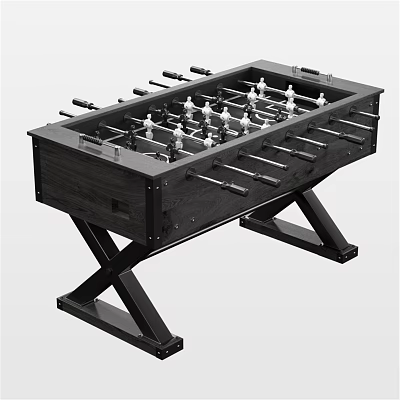 Black Wooden Foosball Table Sports Equipment With Sturdy Stand And Handles 3d model