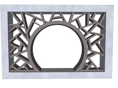 Modern Geometric Feature Wall Design with Circular Cutout and Gray Tone Patterns 3d model