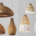 Quiet Wind Chandelier Rattan Chandelier Restaurant Chandelier Art Chandelier Bamboo Chandelier 3d model