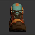 High Top Multicolor Sneakers With Yellow Blue Red And Brown Patchwork Design 3d model