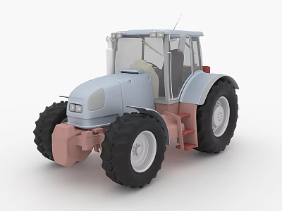 Gray Tractor With Large Black Tires Cabin And Pink Front Bumper Design 3d model