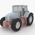 Gray Tractor With Large Black Tires Cabin And Pink Front Bumper Design