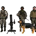 Tactical Game Military Characters With Soldiers German Shepherd And Gear