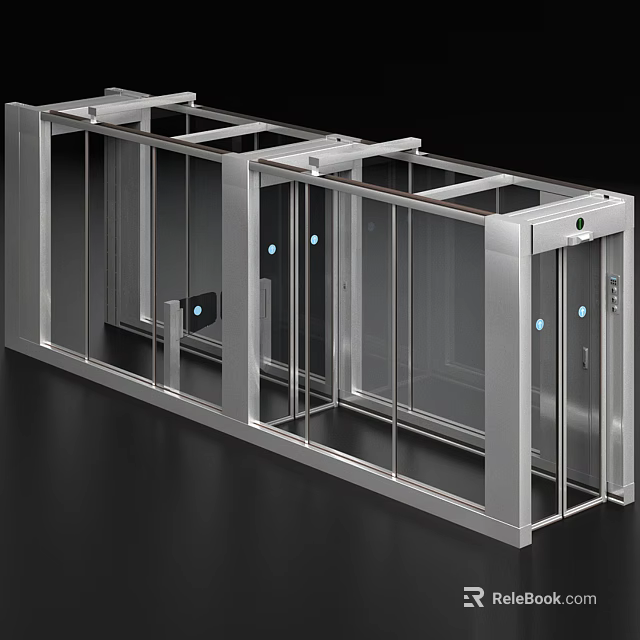 Public Facility Sleek Modern Metal Glass Automatic Access Control Turnstile Gate 3d model 
