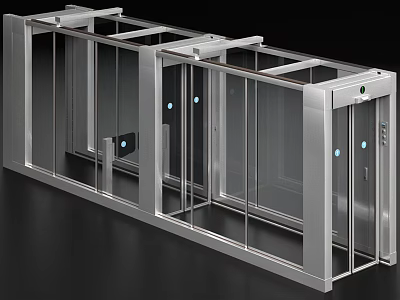 Public Facility Sleek Modern Metal Glass Automatic Access Control Turnstile Gate 3d model