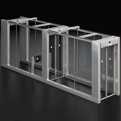 Public Facility Sleek Modern Metal Glass Automatic Access Control Turnstile Gate 3d model