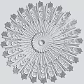 White Ornamental Ceiling Medallion With Intricate Scroll Patterns Radial Design And Central Hole 3d model