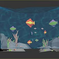 Underwater Paper Art Model With Colorful Fish Coral Seaweed And 3D Design Elements