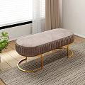 Modern Light Brown Velvet Sofa Bench With Gold Metal Round Legs For Room Decor