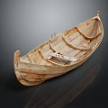 Traditional Handcrafted Wooden Boat With Wooden Planks Seat And Reflection On Dark Surface