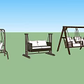 Outdoor Wooden Frame Swing Chairs With White Cushions And Various Designs