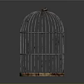 Rustic Metal Birdcage for Pet Bird Featuring Vintage Design and Hanging Top Ring