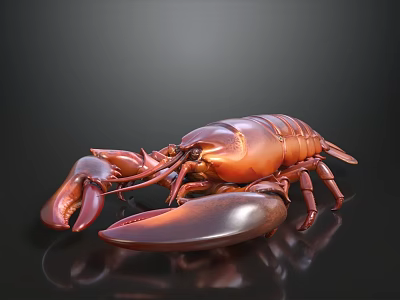 Shiny Brown Lobster On Black Background Close Up Food 3d model