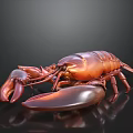 Shiny Brown Lobster On Black Background Close Up Food