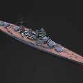 Battleship Warship Model Featuring Main Guns Turrets And Deck Structure 3d model
