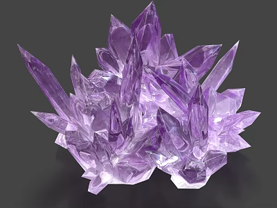 Natural Purple Crystal Cluster Stone Formation With Sharp Edges And Translucent Quality 3d model