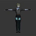 Game Movie Character 3D Model With Detailed Helmet Silver Armor Blue Patterned Outfit Arms Outstretched