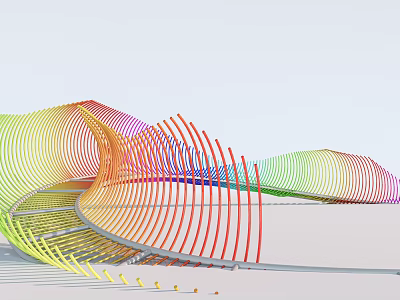 Modern Landscape Bridge With Colorful Wavy Structure And Vibrant Curves 3d model