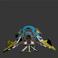 Modern Colorful Aerospace Spacecraft Design With Blue Yellow Gray Structure And Advanced Components