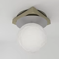 Modern Ceiling Light With Golden Rectangular Frame And White Spherical Glass Shade