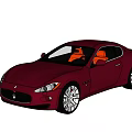 Red Maserati Coupe Sports Car With Sleek Body And Sporty Alloy Wheels