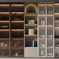 Elegant Modern Wine Cabinet Design With Glass Doors Lighting Wine Bottles And Glassware