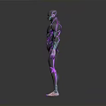 3D Rendered Human Figure With Purple Blue Neon Glowing Lines And Futuristic Design
