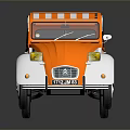 Vintage Orange And White Striped Car Model With Round Headlights And White Wheels